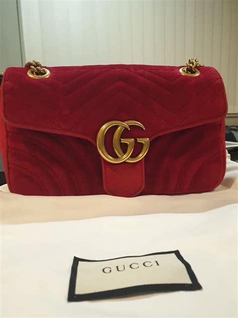 gucci marmont red trim|Gucci Marmont red velvet medium.